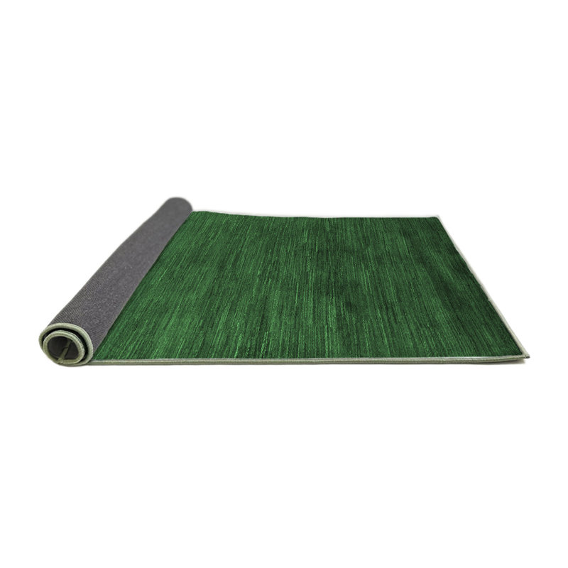 Tapis vert foncé en laine et polyester tissé à la machine Ernesta, Carré 7 pi