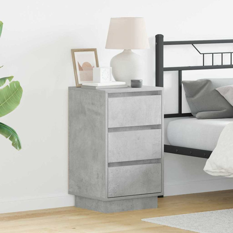 Bedside Cabinet 39 X 34.5 X 65 Cm Engineered Wood, Concrete Grey