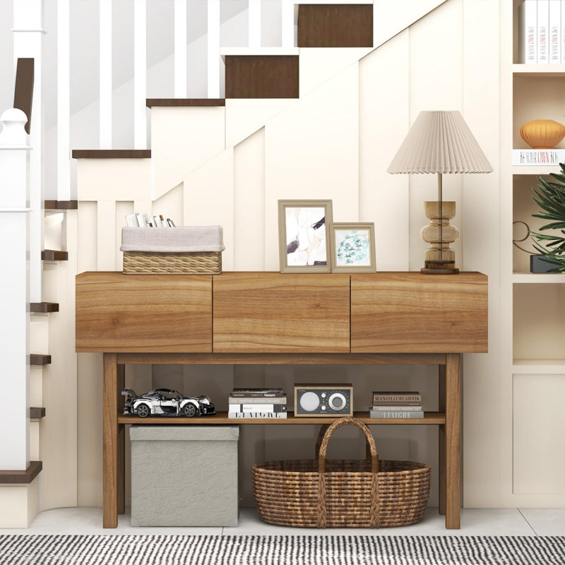 Wood Console Table With 3 Drawers