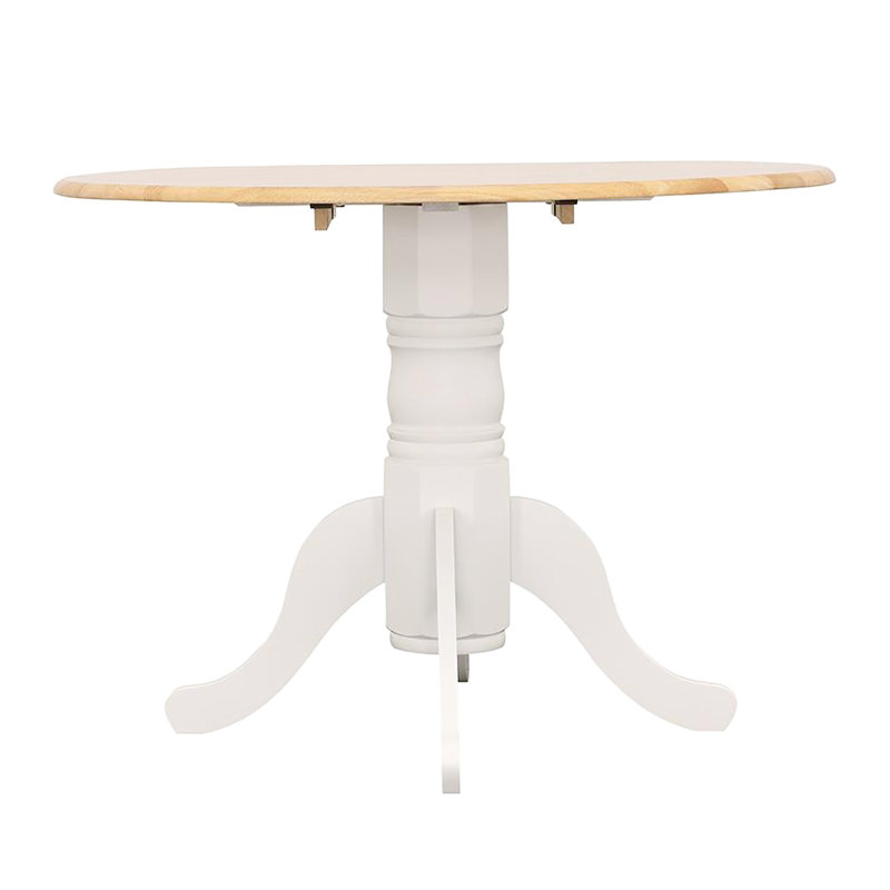 Table de salle à manger ronde à feuilles inclinables en brun naturel - offre une expérience confortable