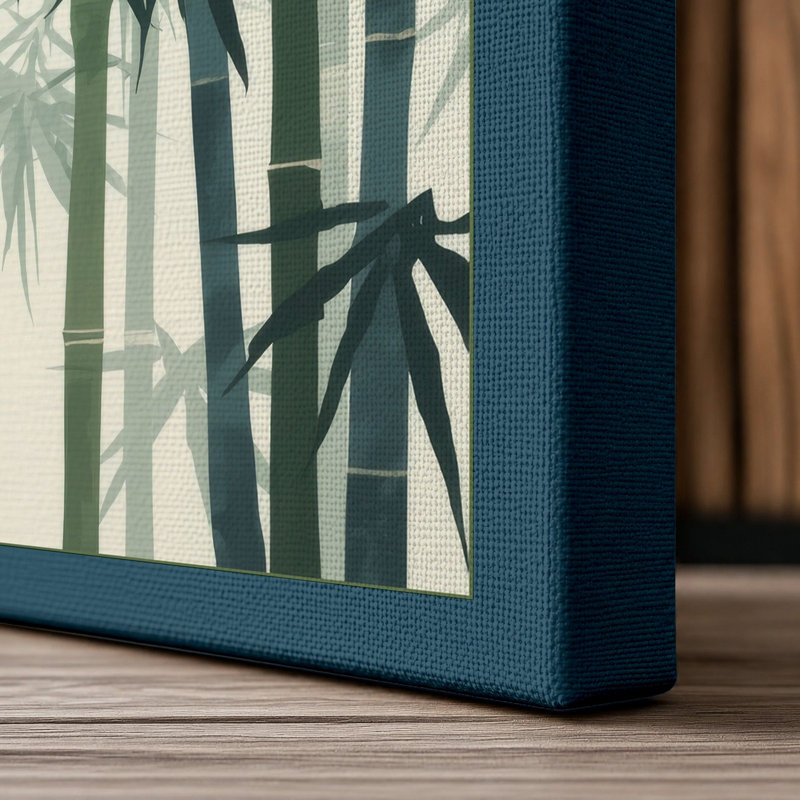 Bamboo Forest Japandi - Wrapped Canvas, 18x12 - 45.7 x 30.5 cm, Teal Border