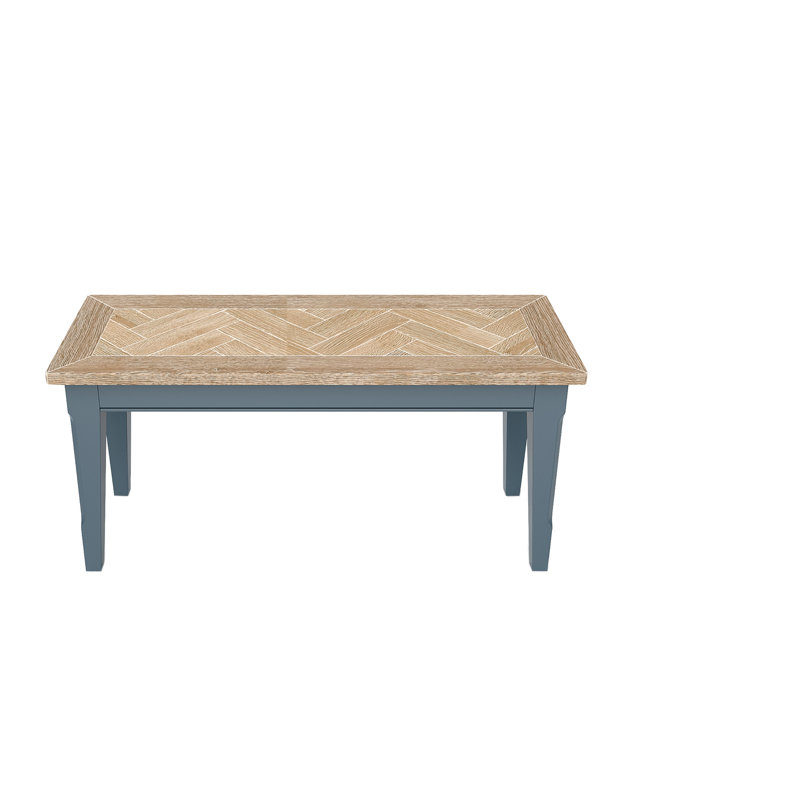 Kusilvak Wood Bench, 45cm H x 150cm W x 35cm D, Blue/Brown