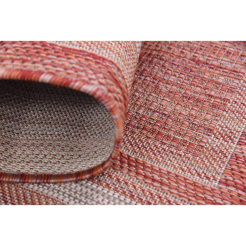 Tapis rouge rouille intérieur / extérieur Reyhan, Rouge, Rectangle 10' x 14'1"
