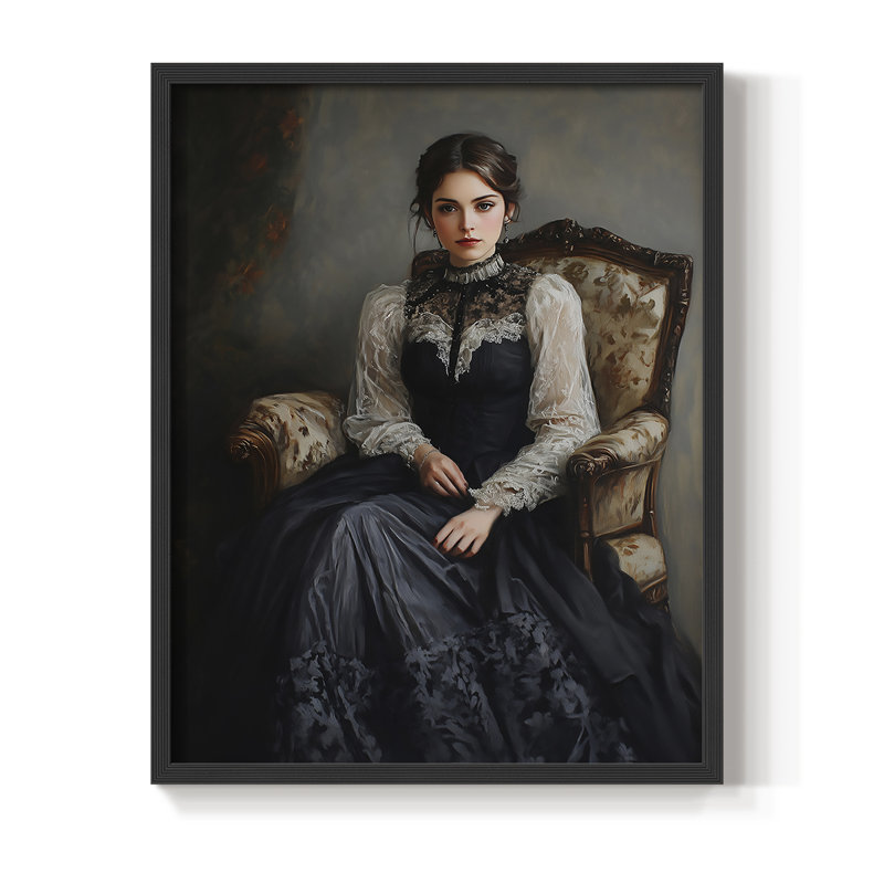 WOMEN Series CCXL Framed Print - Solid Wood, Black, 30" H x 24" W