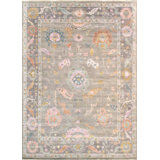 Oushak Hand Knotted Wool Floral Area Rug in Silver / Grey