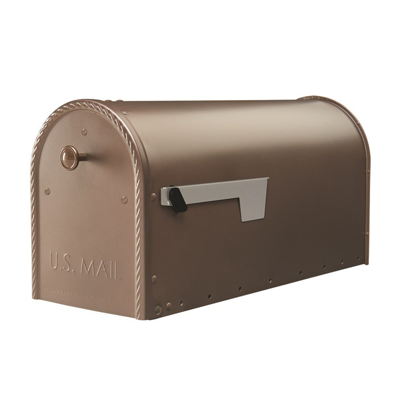 Edwards Steel Post Mounted Mailbox with Magnetic Closure, Venetian Bronze