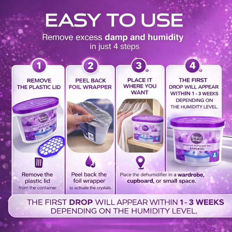 Home Moisture Absorber Rose Dehumidifier Tub Damp Condensation Mould Odour Control For Bedroom Bathroom Kitchen Wardrobe Basement (Pack Of 12)
