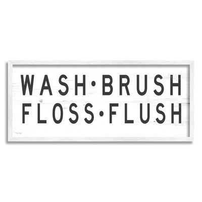 «Wash Brush Floss Flush Bathroom Rules», art mural texturé giclée par Cindy Jacobs_aq-451