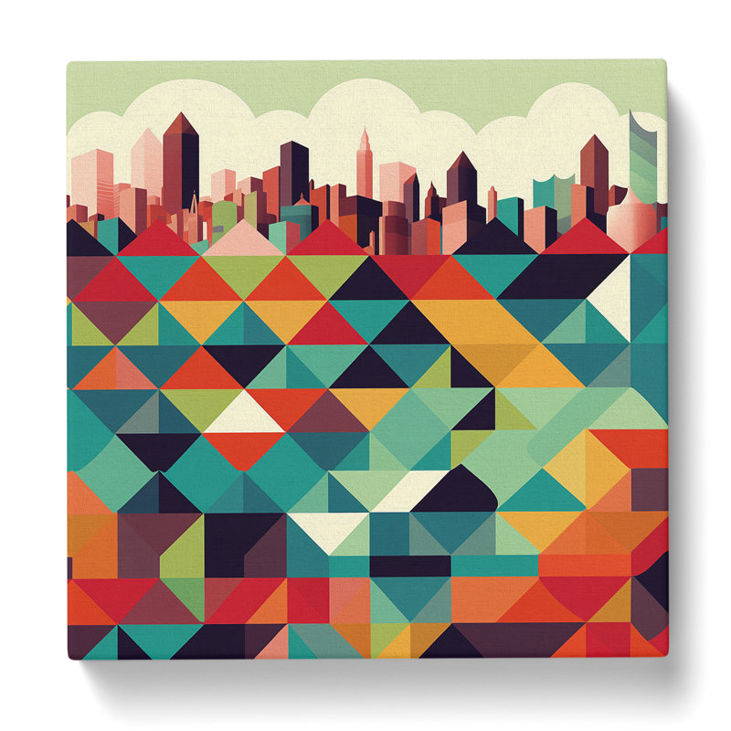 City Of Birmingham Geometric - Wrapped Canvas, 35cm H x 35cm W x 3cm D
