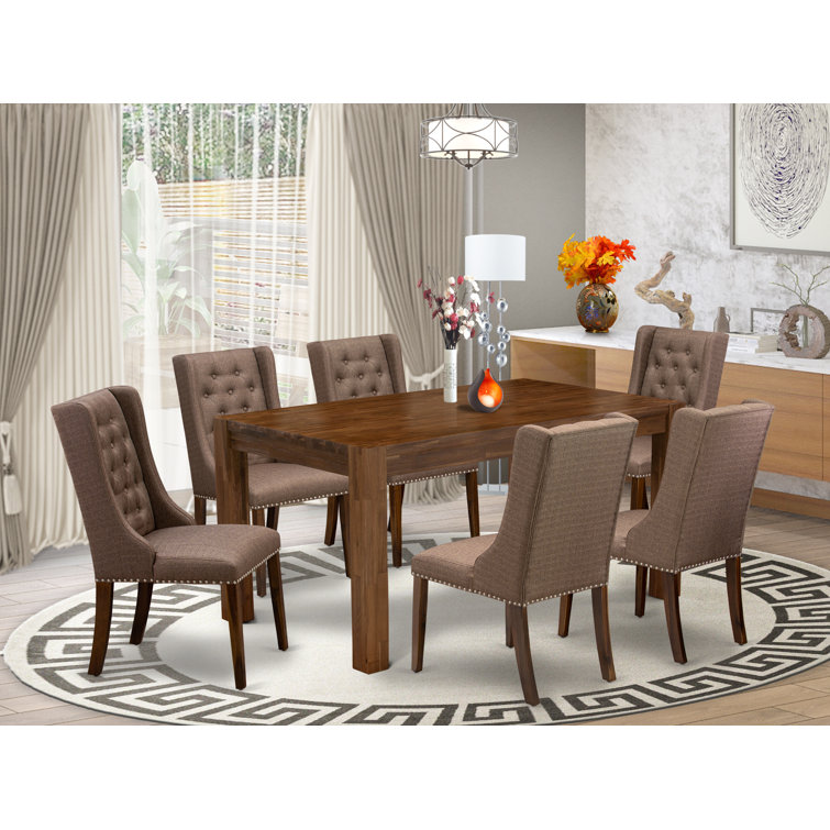 Geib Rubberwood Dining Table Set - Parsons Chairs with Rectangular Dining Table
