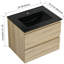 Lavabo de salle de bain mural 24 po, lavabo en céramique noire, 2 tiroirs avec fermeture en douceur, chêne, armoire combinée moderne en contreplaqué, lavabo, tiroirs fermés, protection-979469396-979469393-979469397