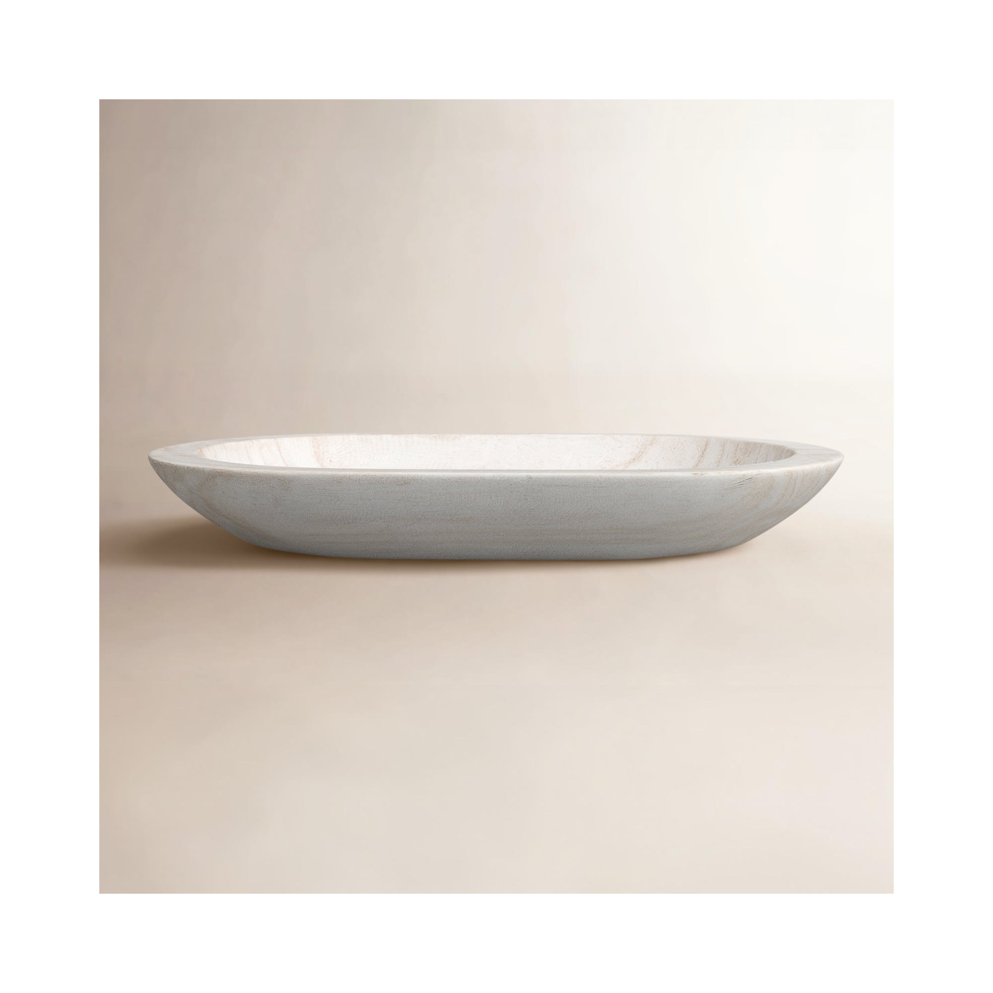 Kailyn Wood Decorative Bowl 1, 2"H x 14.5"W x 10.25"D, Whitewashed