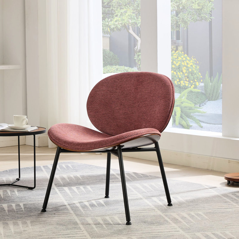 Chaise longue coquille rouge, assise large, construction, utilisation durable de la pâte de haricots, conception élégante, touche décorative