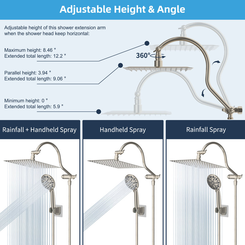 Brushed Nickel Dual Rainfall and Handheld Shower Head Combo