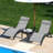 3 pcs Poolchairs Patio Chaise Lounge Set with Headrest, 5-Level Adjustable Sunbathing Tanning Poolside Recliner Chairs with Side Table for Outdoor Beach-89156901