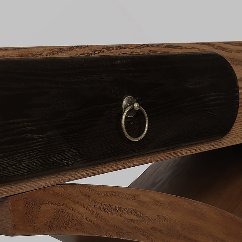 Console en placage de bois de frêne avec pieds en croix, tiroirs à deux poignées, console, assemblage facile, pour l'entrée et la salle à manger, le salon et le couloir