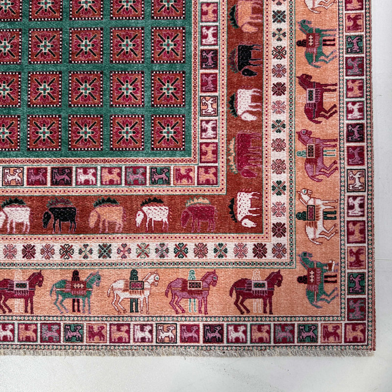 Pastel Lacasa Brown Miniature Cotton Chenille Area Rug, Rectangle 5'3" x 6'7"