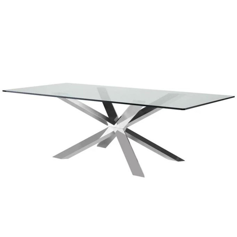 Zhamira Glass Dining Table, Chrome