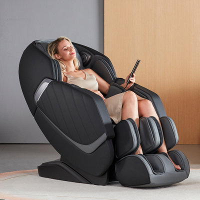 Fauteuil de massage en similicuir 4D corps entier SL-Track Zero Gravity Fauteuil de massage complet du corps Fauteuil inclinable Shiatsu, Zero Gravity, Yoga Stretching, Shiatsu, chaleur, roulement de pieds, connectivité Bluetooth