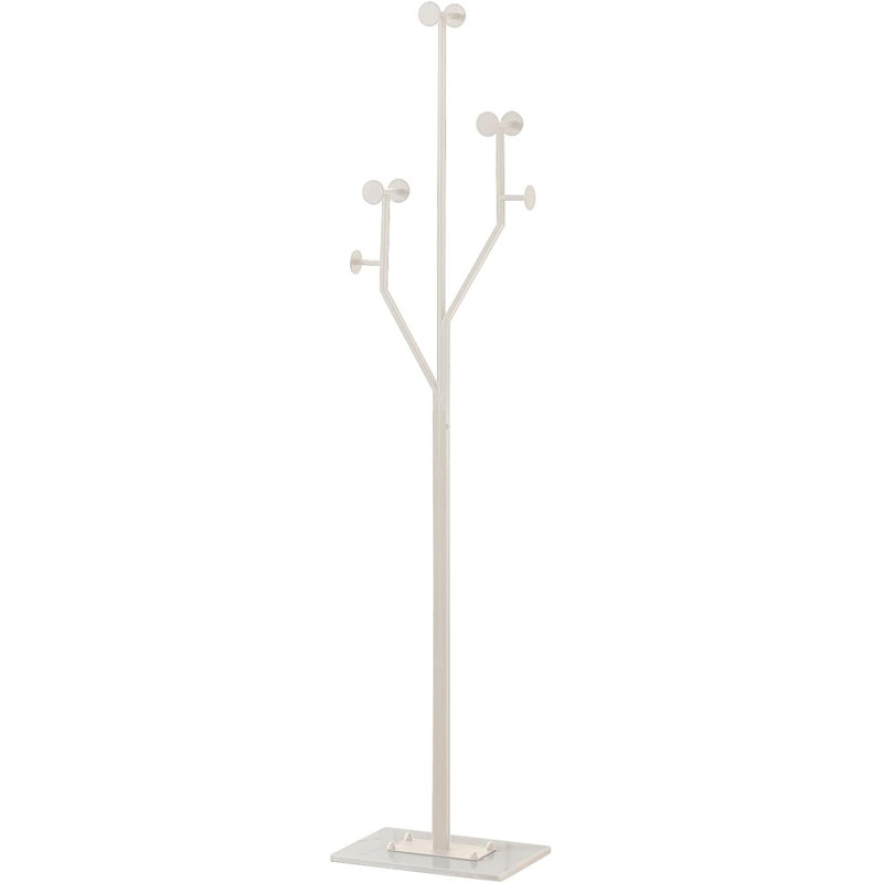 Tree Shaped Metal Coat Rack With Heavy-Duty Marble Base, White
