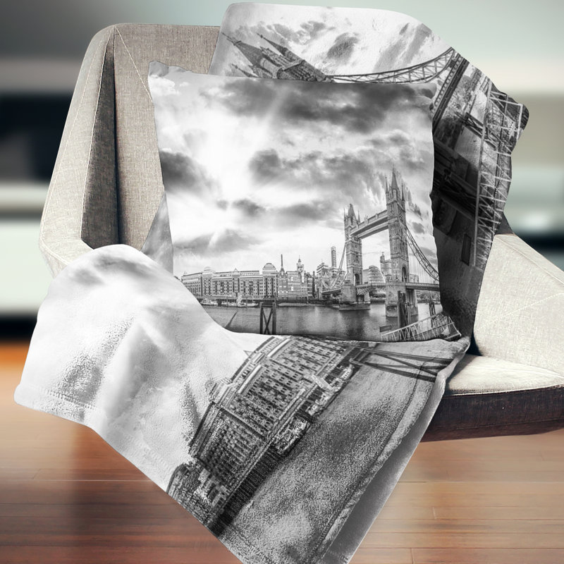 Oreiller de londres panorama cityscape view of london, 18 po x 18 po, Coussin décoratif