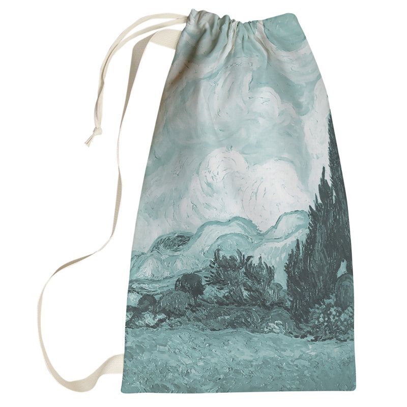 Sac à linge Browerville Wheatfield with Cypresses, Petit (H 64 po x l 20 po x P 1,5 po), Bleu sarcelle