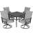 Burlington 5pcs Padded Textilene Outdoor Dining Set With Umbrella Hole, Swivel Design-151702972-151702975-151702971