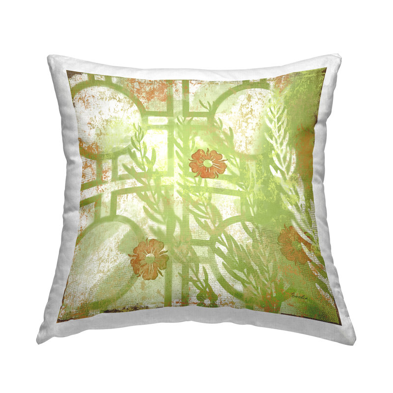 Coussin décoratif imprimé de formes géométriques vertes par Evelia Designs