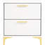 Table de chevet blanche et dorée avec 2 tiroirs pour la chambre à coucher - Rangement spacieux, design, inclus dans les tiroirs, grand espace de rangement, joints-933045725