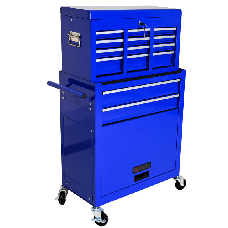 8 chariot de rangement mobile - Coffre à outils intérieur spacieux avec roulettes bleu, Bleu