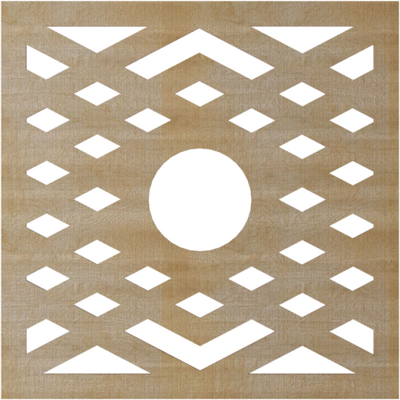 Médaillon de plafond à chevrons, Noyer blanc, H 32 po x l 32 po x P 0,25 po