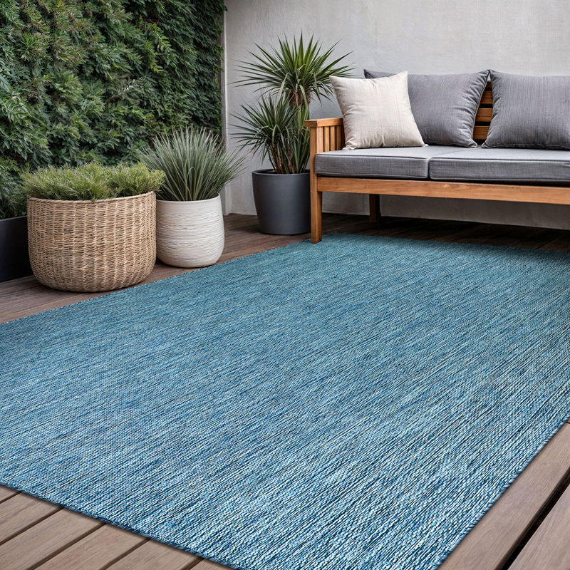 Aqua Blue Indoor/Outdoor Rug, Rectangle 5' x 7'
