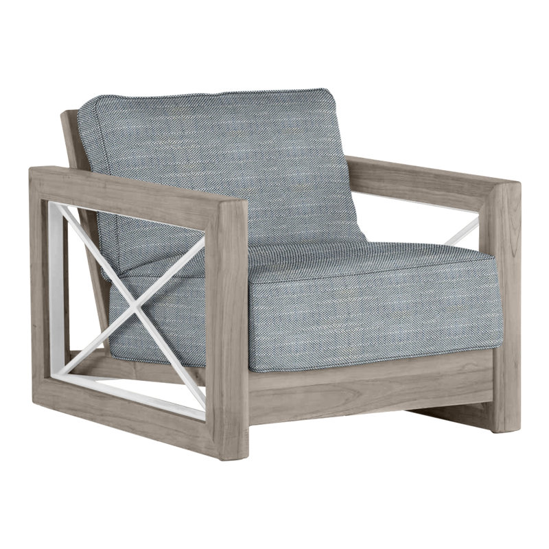 Teck de Malte teck huître / acier inoxydable brossé, Pas de passepoil + bourre de rêve, InsideOut® Rollo ‑ lin Chambray