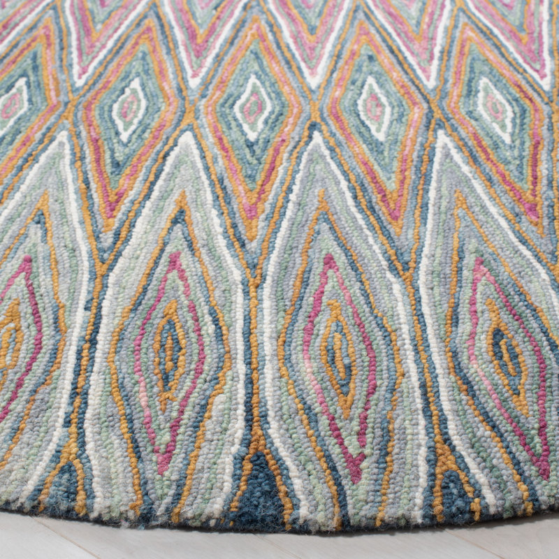 Serra Hand Tufted Wool Geometric Rug, Round 7'