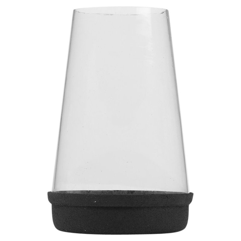 Glass Lantern, Black, 16cm H x 10.8cm W x 10.8cm D
