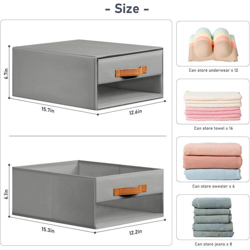 Foldable Fabric Storage Bins With Drawers - Stackable Closet Organizers With Clear Window, Dust-Resistant Design For Clothes, Toys, And Household Items