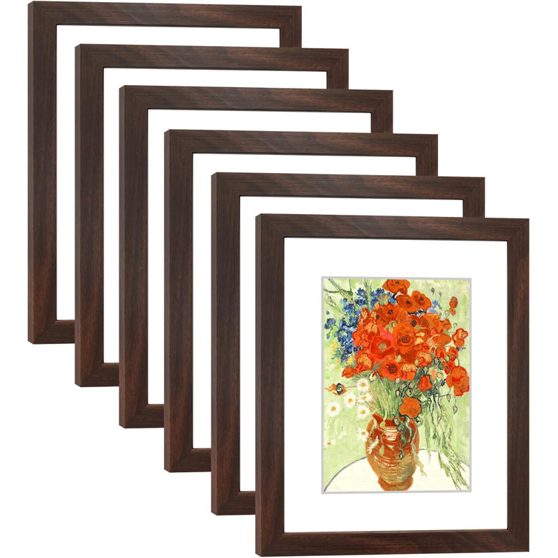 Ensemble de 6 cadres photo 8 x 10 avec verre véritable