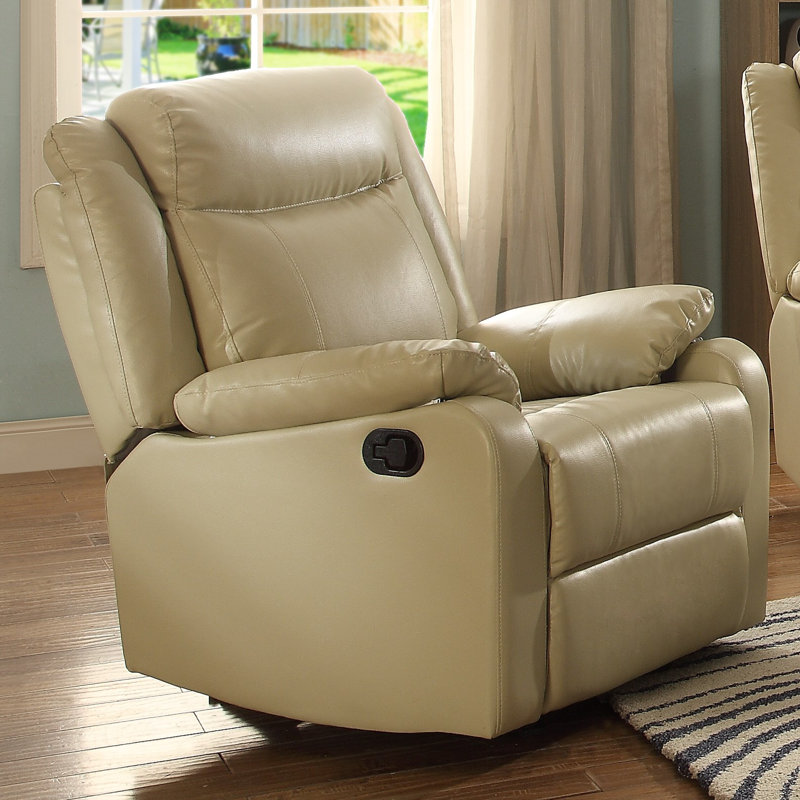 Boston Faux Leather Recliner, Putty Faux Leather