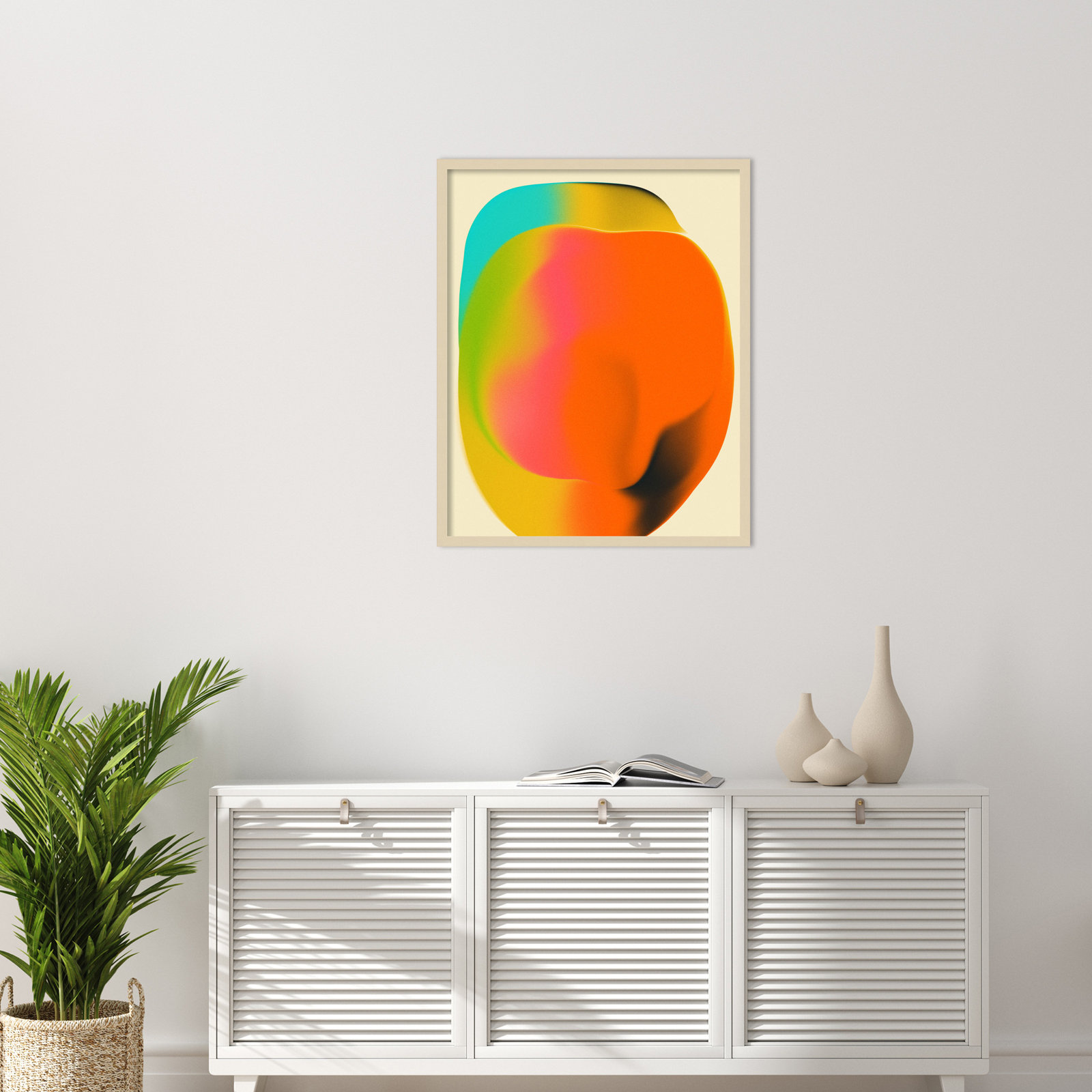Smudge 2 by Jazzberry Blue, 33" H x 27" W, Brown Framed
