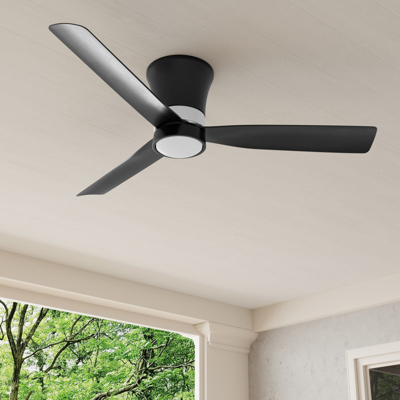 Ventilateur de plafond 52 pales moderne à trois pales, Noir mat