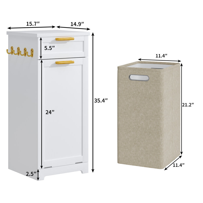 Armoire à paniers à linge inclinable, armoire de rangement autoportante avec panier amovible, panier à linge pour salle de bain