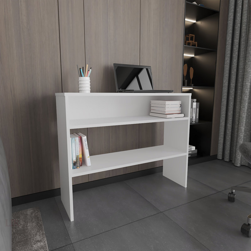 Bureau bibliothèque H 31,5 po, avec 2 tablettes et 2 pieds, blanc, Blanc