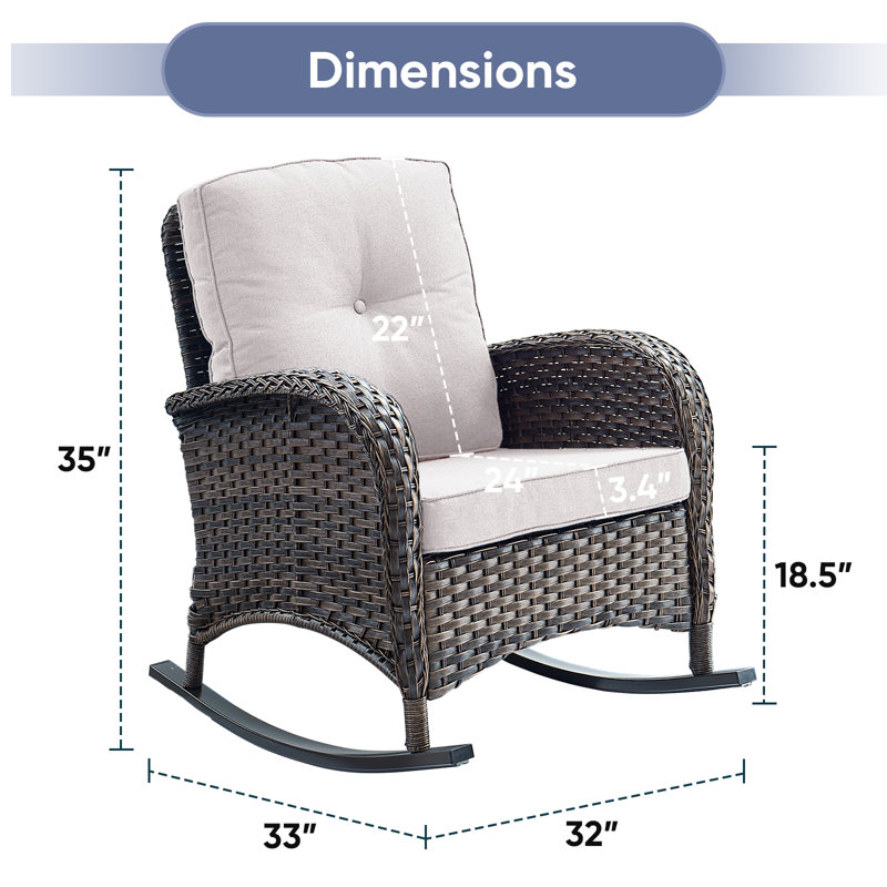 Chaise berçante d'extérieur Gaetanino, Brun, Beige