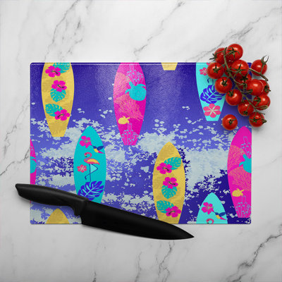 Tropical Surf Glass Chopping Board