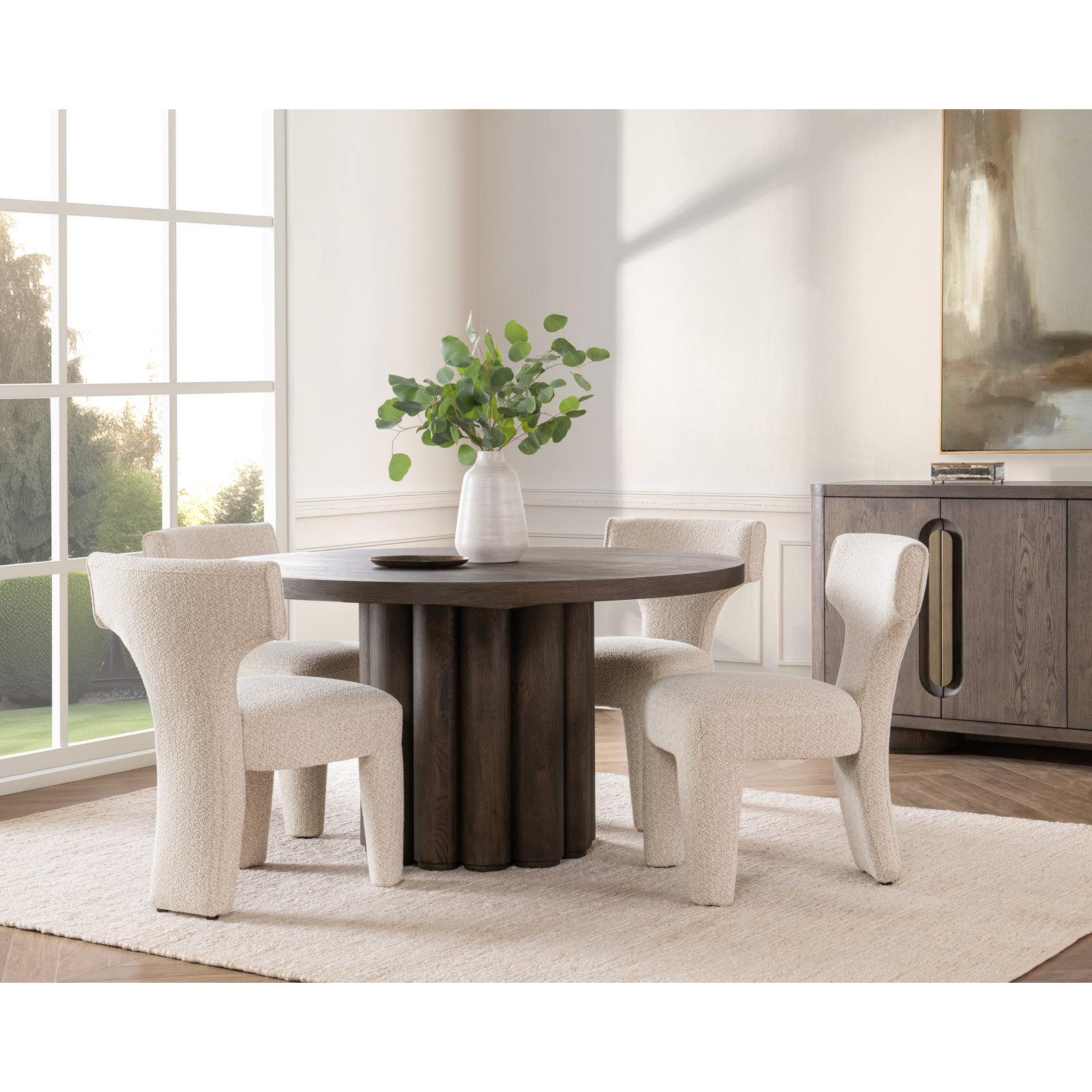 Vander Wood Round Dining Table, Toasted Brown