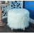 White Polyester Living Room Stool with Faux Fur, 19" x 19" x 16"-1837196230