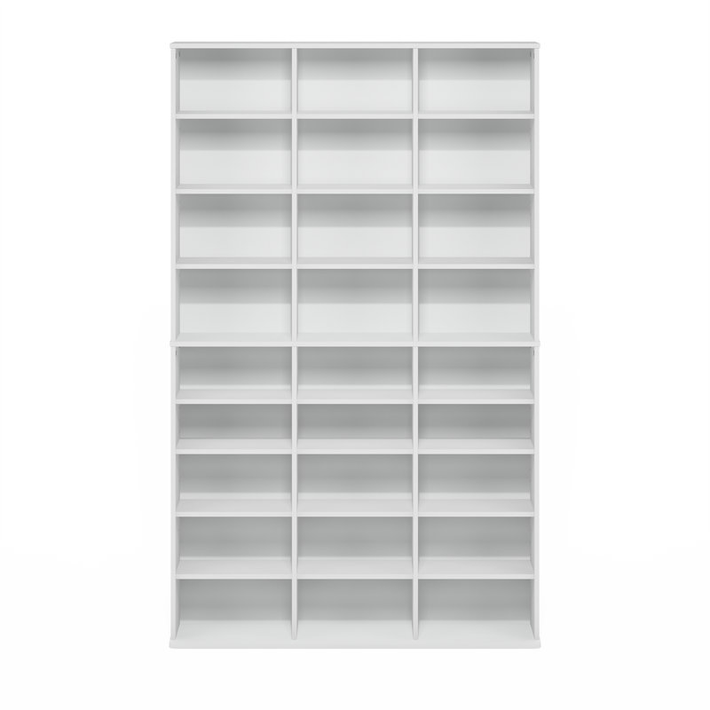 Support de rangement multimédia à 24 tablettes avec tablettes réglables, Blanc / Blanc