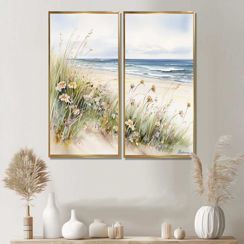 Avanta - Fleurs florales, impressions sur toile, H 40 po x l 40 po, Impression encadrée flottante, Doré