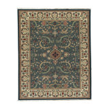 Hand-Knotted High-Quality Teal/Cream Area Rug