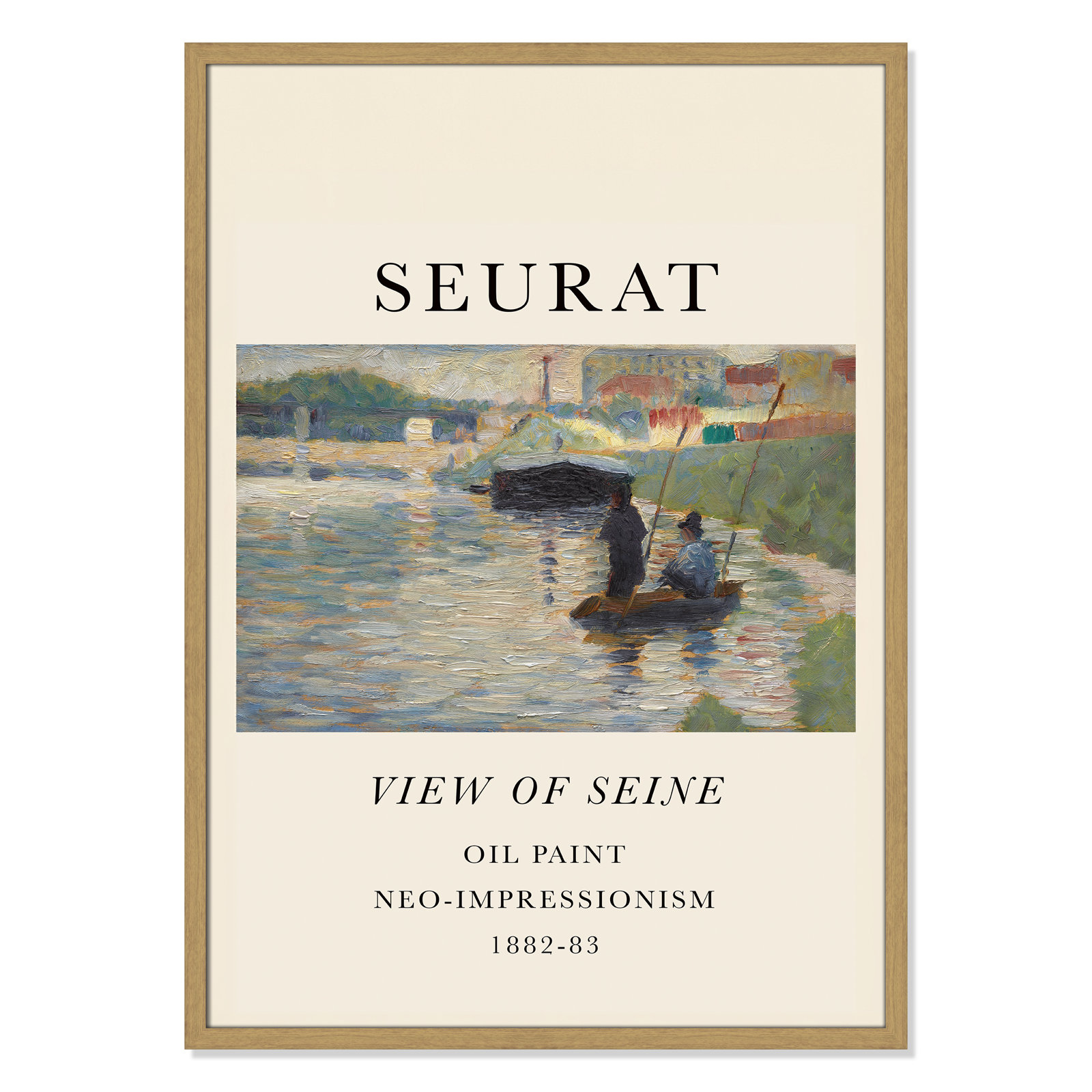 View Of Seine by Georges Seurat, No, Natural Single Picture Frame, 35.5" H x 25.5" W x 0.75" D